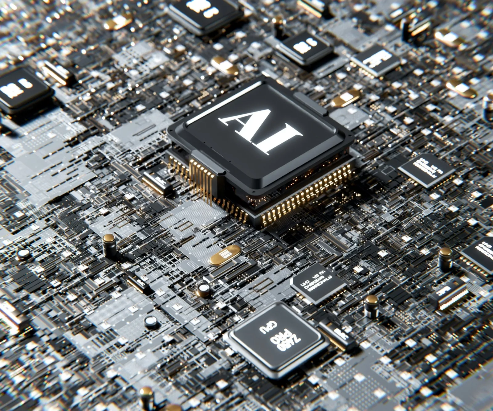 KI-Chip auf einer digitalen Platine